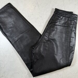 Vintage Firenze Santa Barbara Womens Black Leather high waist pants Made USA 6 8